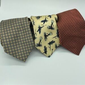 Lands’ End Set of 3 100% Silk Men’s Long Ties